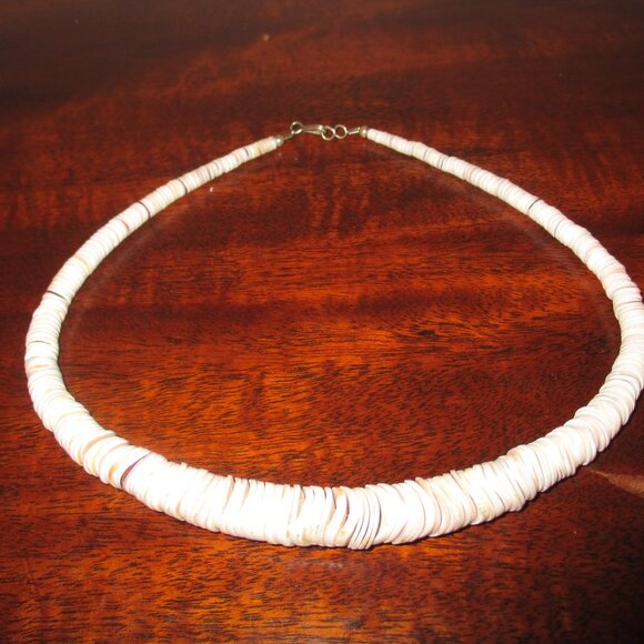 Handcrafted Shell Necklace 16" Sterling Clasp - Picture 2 of 2